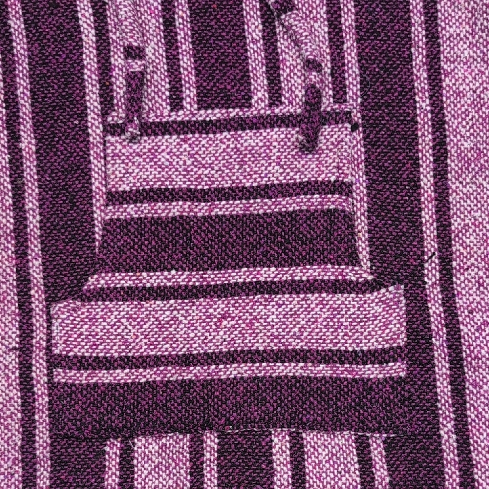 Salttex Baja Hoodie M Purple Pink Striped Mexican Drug Rug Poncho - Picture 4 of 7